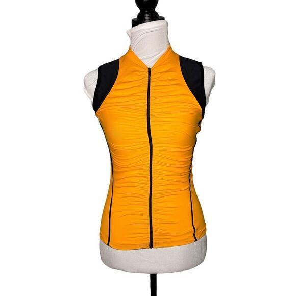 Active Angelz Full Zip Sleeveless Cycle Top Yellow Black Size Medium - Picture 7 of 7